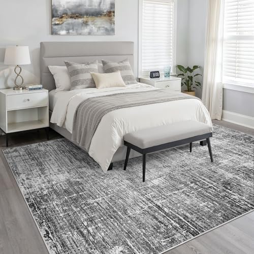 LOONGRUG 7x9 Area Rug Washable Neutral Modern Rug for Living Room Black - Image 4