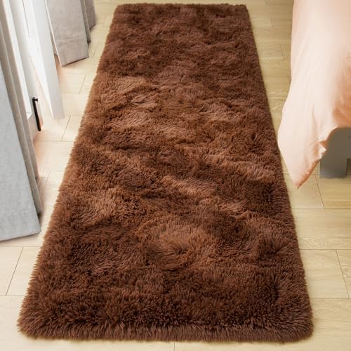 Tepook Brown Soft Runner Rugs for Bedroom 2x6 ft with Rubber Backing - Image 2