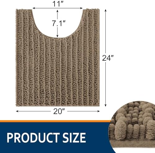 Smiry Bathroom Toilet Rugs U Shaped 24X20, Chenille Bath mats for Toilet - Image 2