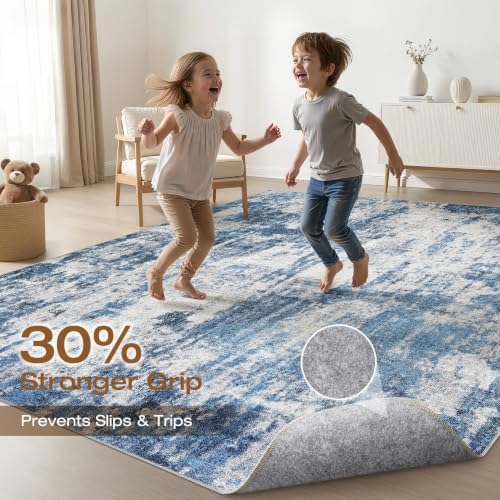 LOONGRUG 6x9 Area Rug Washable Neutral Modern Rug for Living Room Navy Gray - Image 3