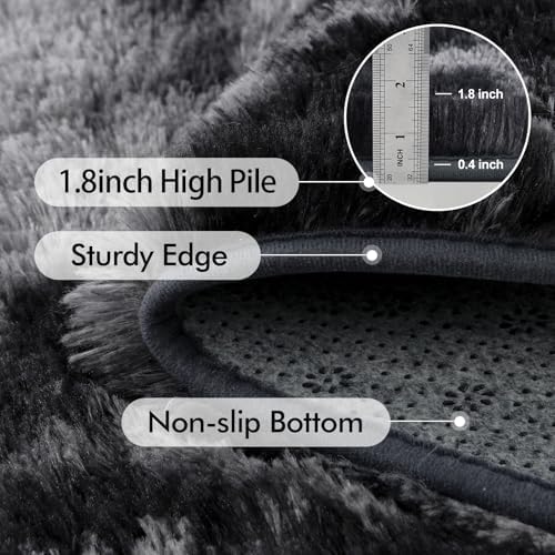 5x7 Ft Large Shag Rugs for Bedroom Living Room Decor for Men Boys, Tie Dyed Ultra Soft Fluffy Furry Area Rug for Indoor Floor, Aesthetic Carpet for Home Decor (Dark Grey) - Image 5