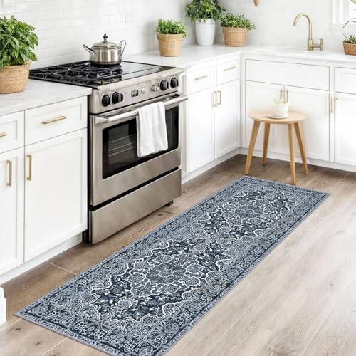 KUTA Vintage Washable Runner Rug 2x6 Navy Blue Runners for Hallways - Image 3