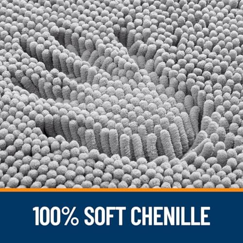 OLANLY Chenille Bathroom Rugs Sets 3 Piece, 59"x20"+24"x16"+24"x20", Grey - Image 2
