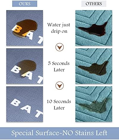 MontVoo-Bath Mat Rug Runner Long Bathroom Mat Non Slip Super Absorbent Stain Resistant Quick Dry Thin Bathroom Rug Fit Under Door-Bath Mats for Bathroom Floor Bathtub Vanity-Bathmat 17"x50" Blue - Image 4