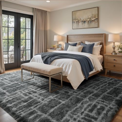 9x12 Ft Extra Large Shag Rugs for Living Room, Ultra Soft Fluffy Furry Area Rugs for Bedroom Indoor Floor, Aesthetic Carpet for Kids Home Decor (Grey) - Image 2