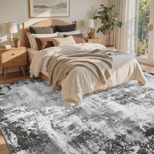 4x6 Ft Abstract Washable Area Rugs for Living Room Grey - Image 4