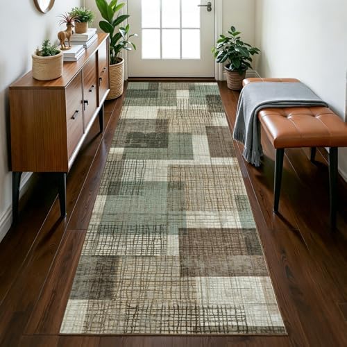 Washable 2x6 Runner Rug for Hallway Kitchen Bedroom, Green - Image 5