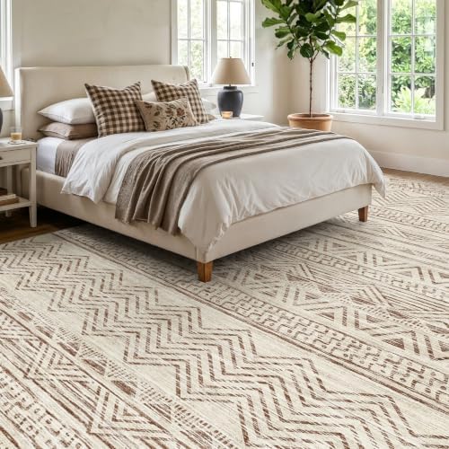 Ksrau 8x12 Area Rug Washable Moroccan: Non Slip Living Room Floor Mat Beige - Image 3