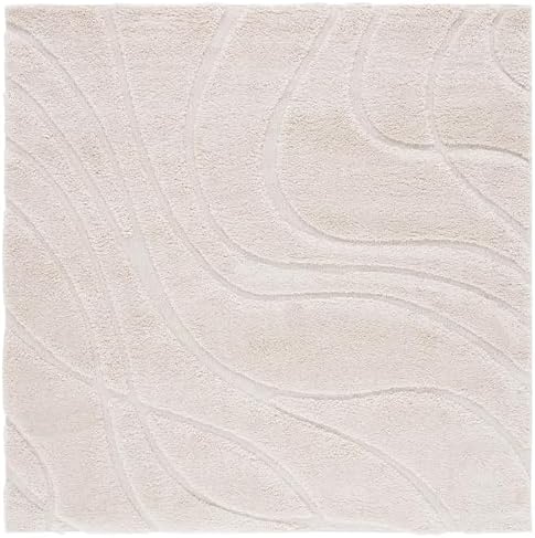 SAFAVIEH Florida Shag Square Rug 11', Soft Plush Modern Cream SG471-1111 by Unknown