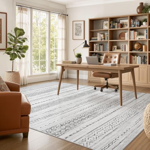 Nakagishi Boho 10x14 Area Rug Living Room Rugs Machine Washable Gray - Image 5