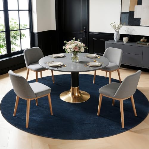 6 FT Washable Rug, Navy Blue Solid Round Rugs for Living Room & Bedroom - Image 3