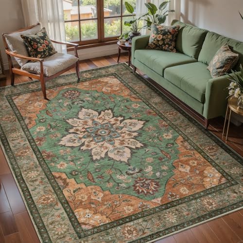 Tangsoo Vintage 4x6 Washable Area Rug for Living Room, Indoor Non Slip Rug by Tangsoo