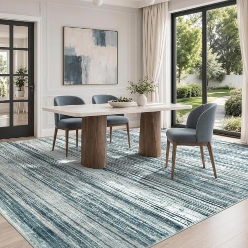 9x12 Area Rug for Living Room, Abstract Washable Non-Slip Rugs, Slate Grey - Image 3