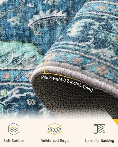 RELEANY Washable Area Rug, 6'x8', Teal - Image 2