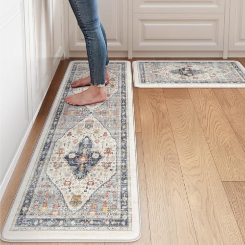Collive Kitchen Mats Cushioned Anti Fatigue, Sink Rugs 17.3"x59"+17.3"x29" by Collive