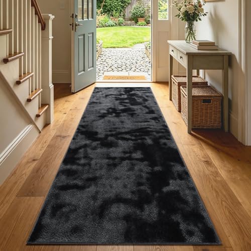 2x8 Tie-dye Dark Grey Runner Rug Washable Non-Slip for Kitchen Hallway - Image 2