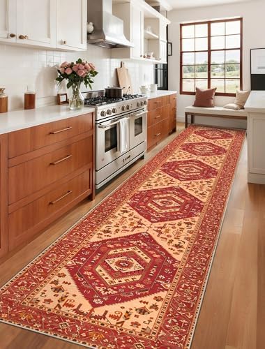 SERISSA 2'6"x14' Washable Non Slip Boho Runner Rug for Hallway，Red - Image 2