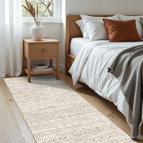 2x5 Runner Rug Washable Moroccan: Non Slip Kitchen Long Floor Mat Beige - Image 4
