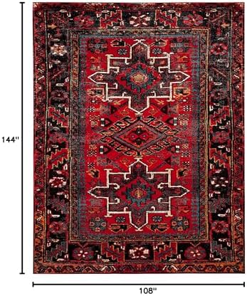 SAFAVIEH Vintage Hamadan Area Rug 9'x12', Traditional Red & Multi VTH211A - Image 2