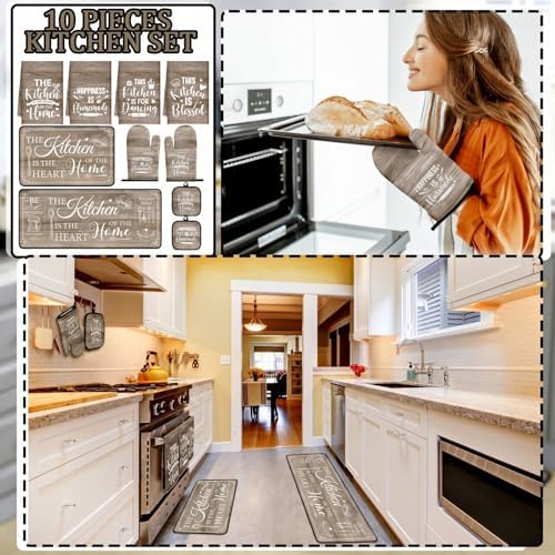 Fourluoo 10 Pcs Rustic Farmhouse Kitchen Decor and Accessories Set - Image 2