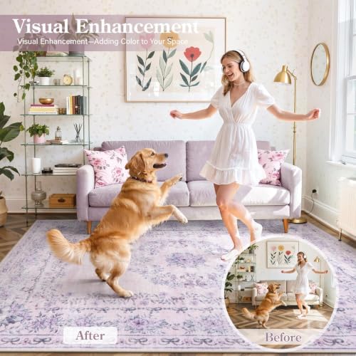 Wonnitar Purple Floral Bow 4x6 Area Rug, Washable Rug for Bedroom - Image 2