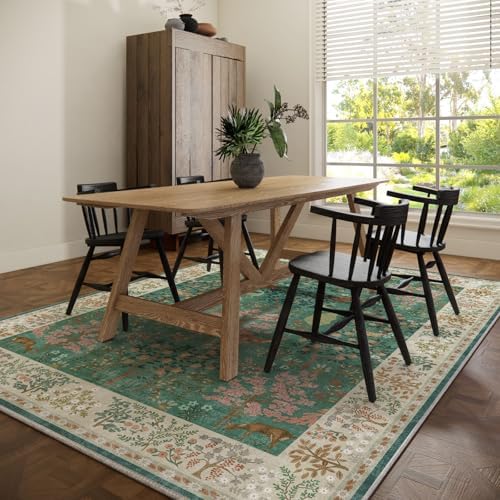 Machine Washable Rugs for Living Room: 9x12 Bedroom Rug Vintage Area Rug Stain Resistant Non Slip Low Pile Lightweight Soft Carpets for Living Room Dining Room Kitchen Nursery Kids Room Farmhouse - Image 6