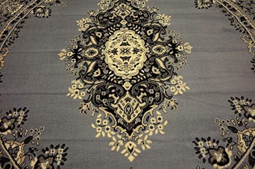 Unique Loom Reza Collection Traditional Persian Style Area Rug, 8' 0" x 8' 0", Gray/Ivory - Image 6