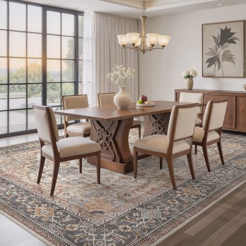 EIEIHOUSE Washable 12x15 Area Rugs for Living Room Forest Green Orange - Image 4