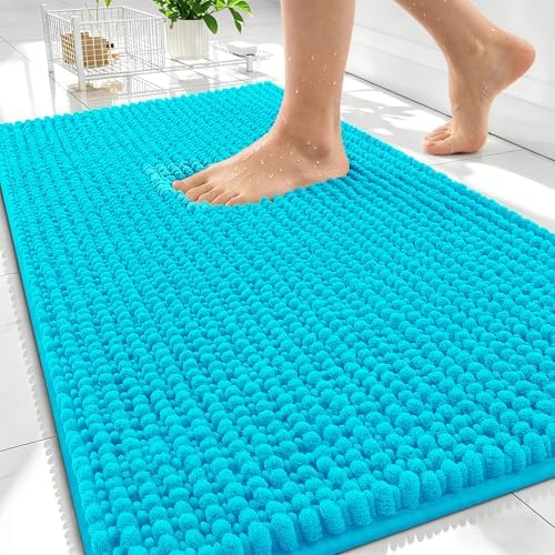 OLANLY Thick Chenille Absorbent Bathroom Rugs Mat 30x20, Aqua Sky by OLANLY