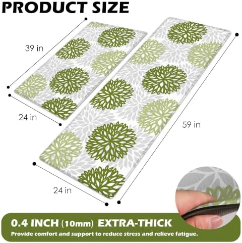 Cushioned Anti-Fatigue Kitchen Mats for Floor – Non-Slip Waterproof Memory Foam Runner, Extra Wide & Long, Comfortable Standing Mat for Kitchen, Sink, Office, Laundry, Green - Image 2