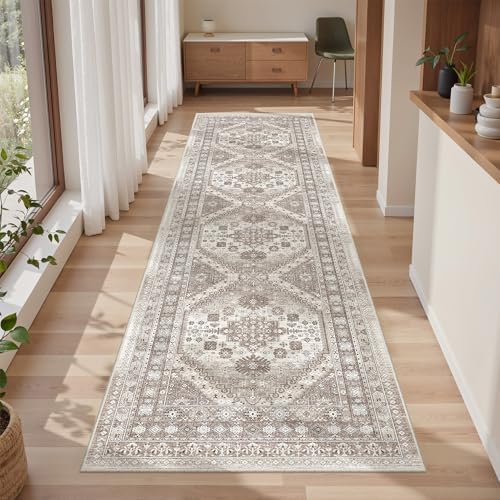 befbee 2x8 Runner Rug for Hallway Washable Non Slip Kitchen Rug Brown - Image 7
