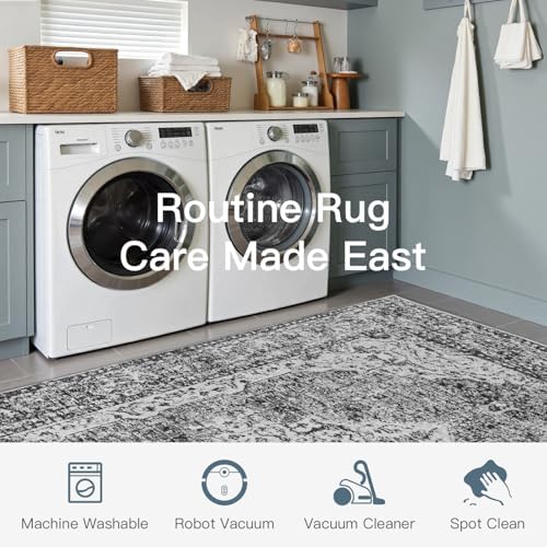 Lofus 5x7 Area Rugs for Living Room, Washable Area Rug, Rugs for Bedroom, Kitchen, Vintage Boho Carpet, Soft Non-Slip, Low Pile Large Area Rug for Office Dining Room, Vintage Dark Grey - Image 6
