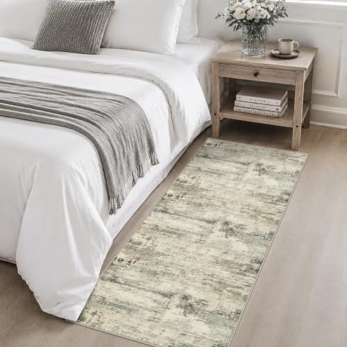 2x5 Washable Runner Rug：Modern Abstract Soft Carpet Ash Brown - Image 4