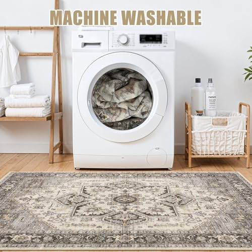12x18 Area Rugs for Living Room - Large Carpet Ultra Thin Soft Washable Oriental Vintage Floral Distressed Big Indoor Carpets for Bedroom Nursery Dorm Home Decor Aesthetic - Grey Brown - Image 4