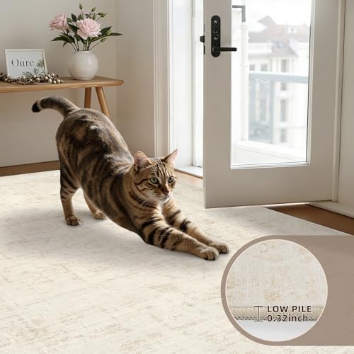 8x8 Area Rugs Living Room: Bedroom Neutral Washable Carpet Beige - Image 7