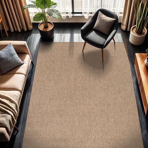 CAMILSON Easy Jute Rug 8x10, Indoor Outdoor Natural Color Fiber Area Rugs for Living Room Patio and Kitchen Rug, Solid Boho Woven Design, Easy-Cleaning, Washable Outside Carpet Alfombras (8 x 10) by CAMILSONIndoorOutdoorAreaRugs