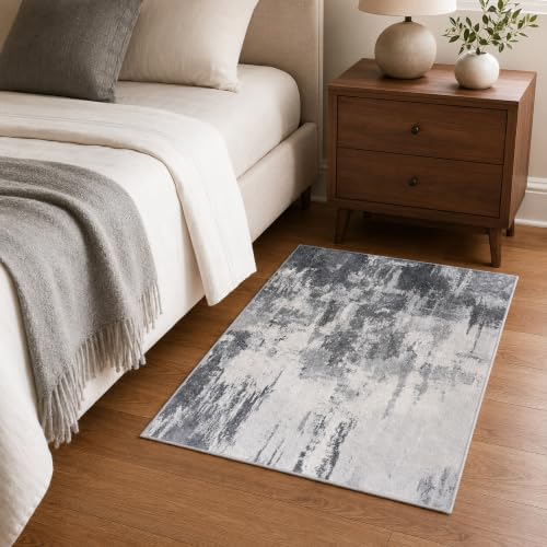 Entrance Rugs Indoor 2x3 Dark Grey Entry Rug Washable Abstract Small Area Rug Non-Slip Low Pile Throw Rugs for Entryway, Kitchen Floor, Front Door Indoor Door Mat, Bathroom, Bedroom Bedside - Image 2