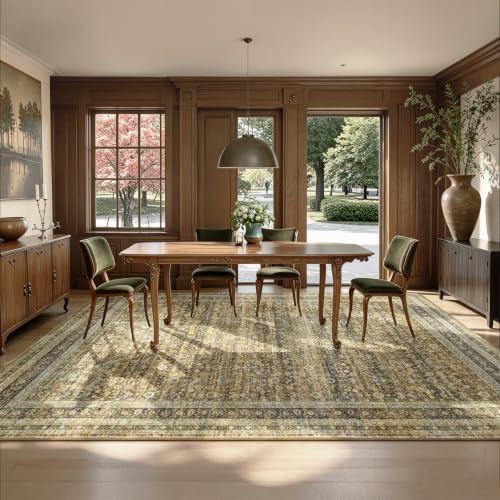 5x7 Washable Area Rugs for Living Room Bedroom, Vintage Rug Brown - Image 4