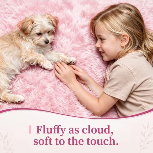 8x10 Area Rugs for Living Room: Soft Pink Fluffy Rug Shag Washable Rug Plush Fuzzy Indoor Carpet for Bedroom Nursery Playroom Girls Boys Kids Room (Pink, 8'x10') - Image 3