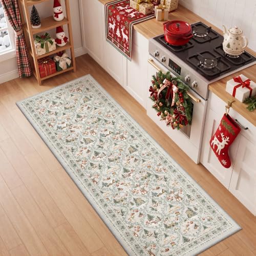 Christmas Runner Rug 2x5, Washable Rugs for Bedroom (2'x5', Grey) by Restydon