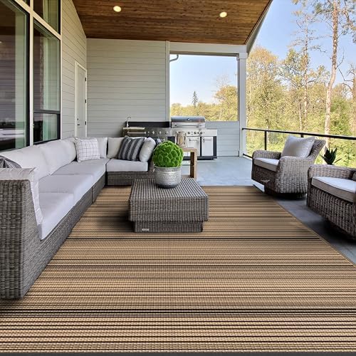 GENIMO Outdoor Rug, Waterproof Plastic Rugs for Patio, 8'x10' Light Brown - Image 2