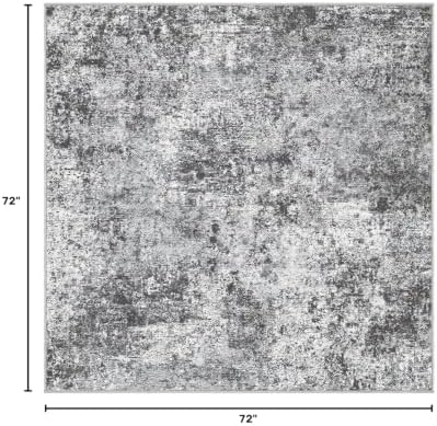 DMOYEST Square Area Rug Living Room Rugs - 6x6 Washable Large Soft Indoor Neutral Modern Abstract Low Pile Rug Carpet for Bedroom Dining Room Farmhouse Home Office - Grey - Image 2