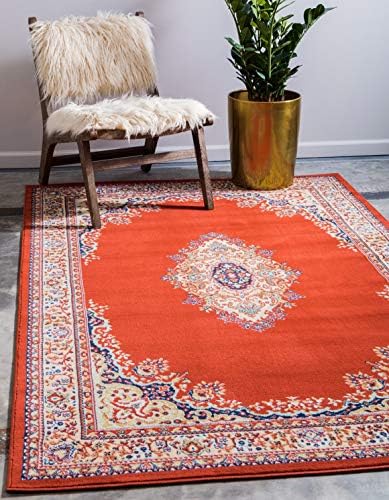 Unique Loom Reza Collection Traditional Persian Style Area Rug, 9 x 12 ft, Terracotta/Ivory by UniqueLoom