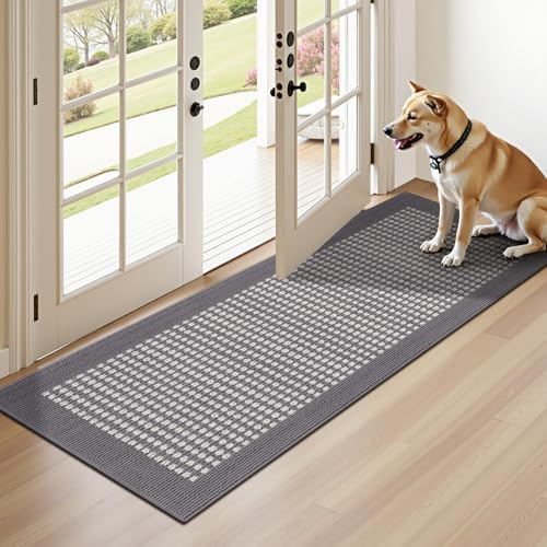 Ileading Laundry Room Runner Rug 2x5ft Non Slip Farmhouse Kitchen Floor Mats with Rubber Backing Machine Washable Indoor Doormat Low-Profile Carpet for Hallway Entryway(Grey) by Ileading