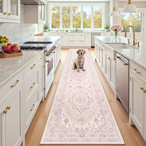 RELEANY Washable Area Rug, Runner 2'6"x14', Pink - Image 2