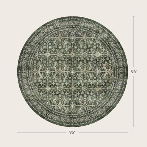 8ft Area Rugs for Living Room Bedroom, Green Washable Non-Slip Carpet - Image 2