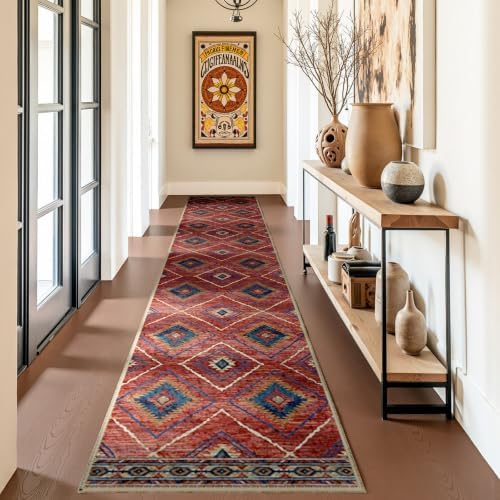 BESTSWEETIE 2'x10' Washable Area Rug for Living Room Runner Red/Orange by BESTSWEETIE
