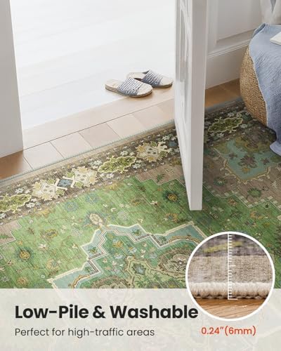 Amada Vintage Washable Area Rug,3'x5',Green - Image 5