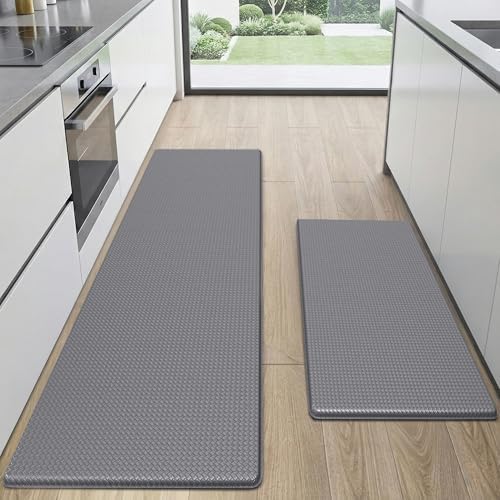 Kitchen Mats for Floor, [2PCS] Anti-Fatigue Kitchen Rugs, Grey by StepAura