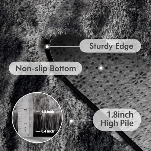 8x10 Ft Extra Large Shag Rugs for Living Room, Ultra Soft Fluffy Furry Area Rugs for Bedroom Indoor Floor, Aesthetic Carpet for Kids Home Decor (Black) - Image 5